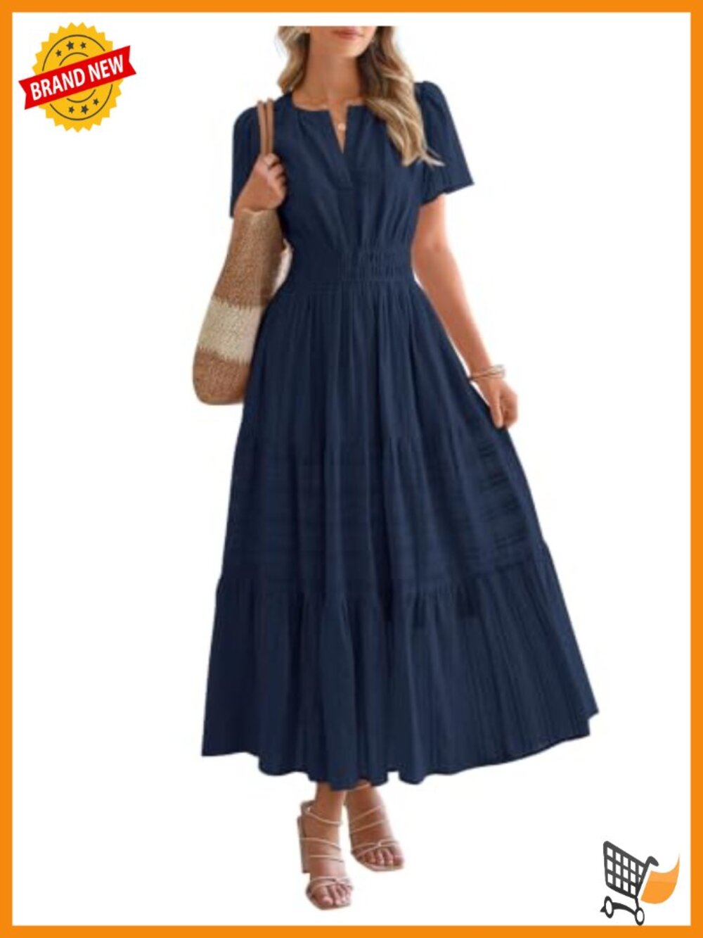 Womens Maxi Dress Short Sleeve V Neck Tiered Ruffle Casual Summer Beach